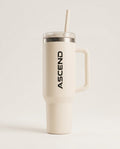ASCEND Daily Hydration Bottle in sand — 40oz insulated bottle with handle and straw