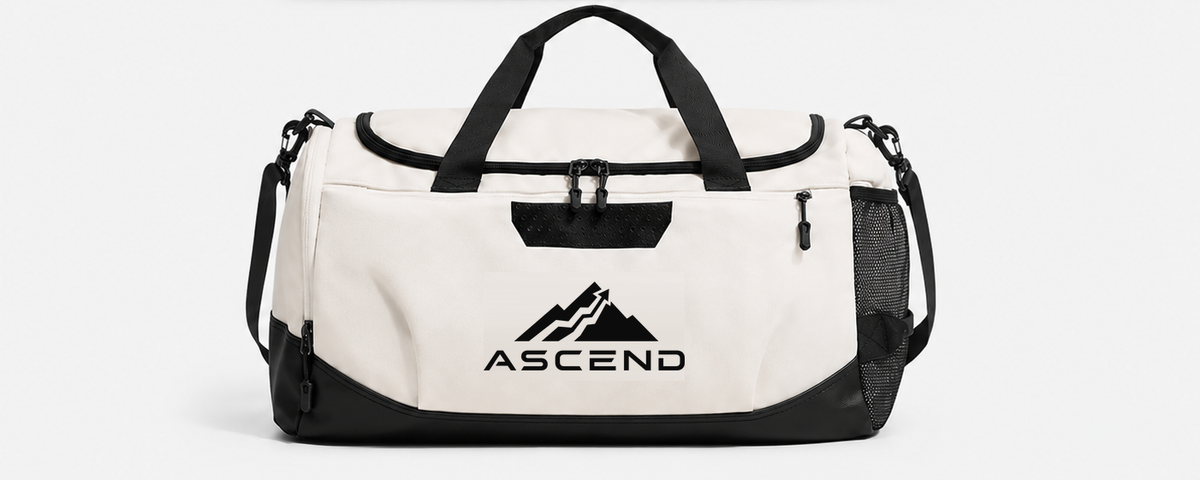 ASCEND Training Duffel in off white with the official ASCEND logo