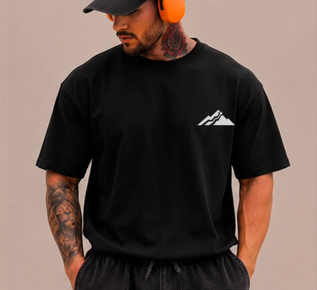 ASCEND Oversized Performance Tee in black with official ASCEND mountain mark