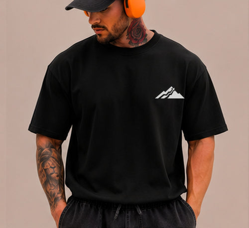 ASCEND Oversized Performance Tee in black with official ASCEND mountain mark